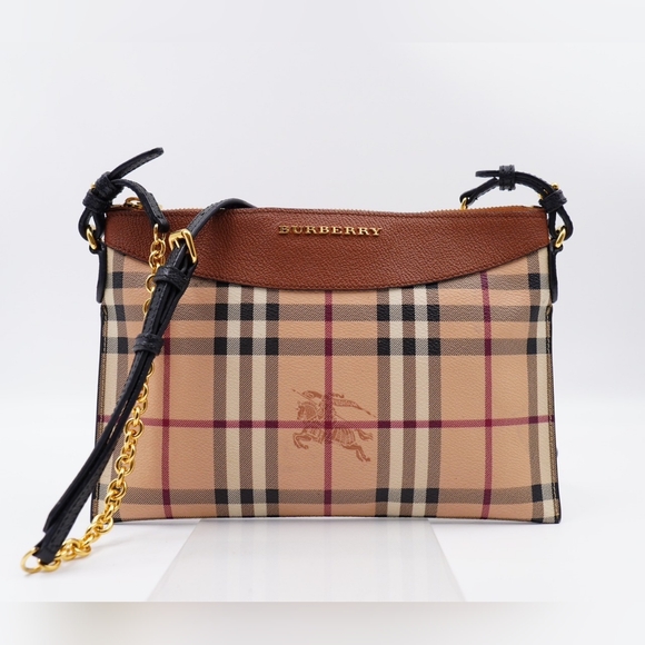 AW47❤️ BURBERRY Haymarket Check Peyton Crossbody Bag - Picture 1 of 14